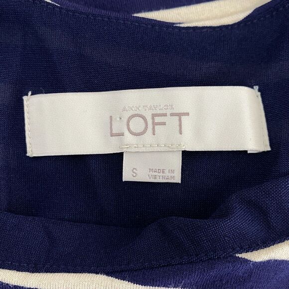 LOFT Asymmetric Sleeveless Striped Tank Dress Women's Size Small - Picture 3 of 8